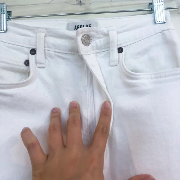 AGOLDE Pinch Waist High Rise White Straight Leg Denim Jeans Women's 23 ALTERED - Picture 5 of 10